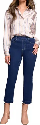 Tribal Audrey Pull-On Crop Straight Jeans With Front Crease In Deepwater