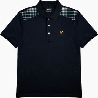 Lyle & Scott Mens Lyle and Scott Check Panelled Polo Shirt Dark Navy - Blue - Size: 40