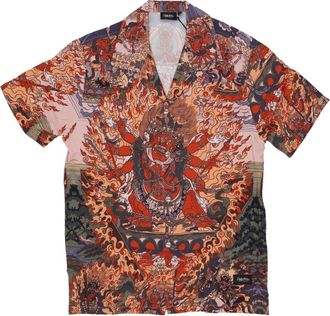 Dolly Noire Korte Mouw Bowling Shirt met Digitale Print - Heren - Korte mouwen Overhemden - Veelkleurig - M - Overhemden