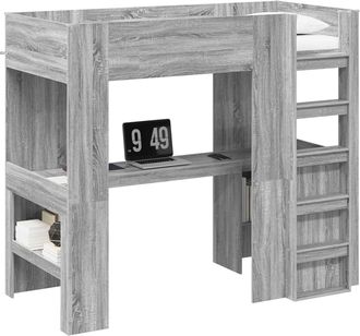 vidaXL Struttura Letto A Castello Con Scrivania Grigio Sonoma Vidaxl