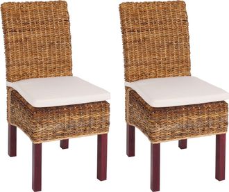 Hhg Hhg - Nunca Usado] Lote De 2 Sillas De Comedor Silla De Mimbre M69 Silla Bali Mimbre Pl&aacute;tano, Light, Con Coj&iacute;n