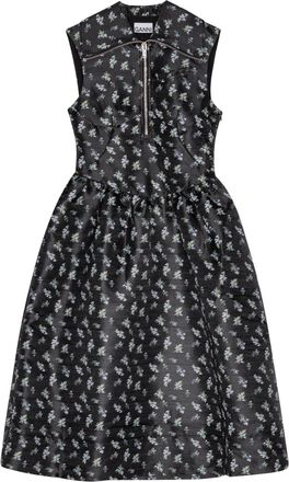 Ganni Abito con stampa a fiori - Nero