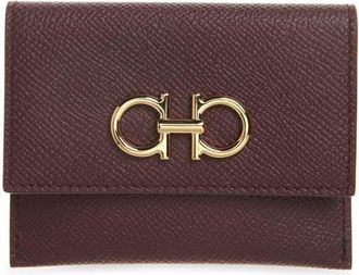 Ferragamo Double Gancio Leather Bifold Wallet in Plum at Nordstrom