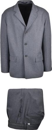 Paolo Pecora Grey Polyester-Blend Pleated Formal Suit