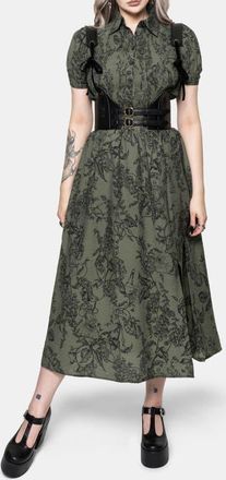 Disturbia Orla Foxglove Print Shirred Midaxi Dress in Green at Nordstrom, Size 10