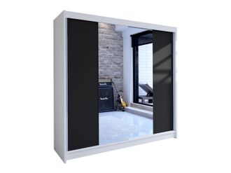 Mirjan24 Armario Closico Cavaris Ii, Blanco + Negro, 215x180x58cm, Puertas De Armario: Correderas, N&uacute;mero De Estantes: 5