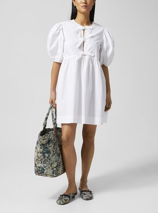 Ganni Womens Peplum-waist tie-up mini dress