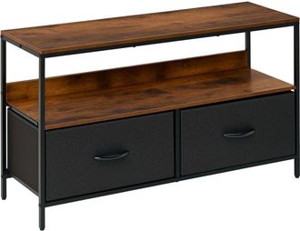HOMCOM Homcom - tv Cabinet, tv Console Unit w/ Foldable Linen Drawers, tv Stand for Living Room Maple wood-effec