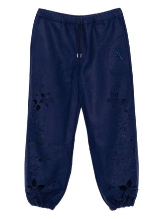 Juntae Kim laser-cut flower track pants - Blue