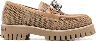 Casadei chain-trim mesh loafers - women - Leather - 41 - Neutrals