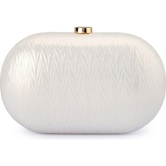Olga Berg Izza Oval Frame Clutch in Pearl at Nordstrom