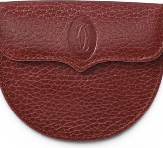 Cartier Bordeaux Leather Coin Purse/Coin Case (Pre-Owned)