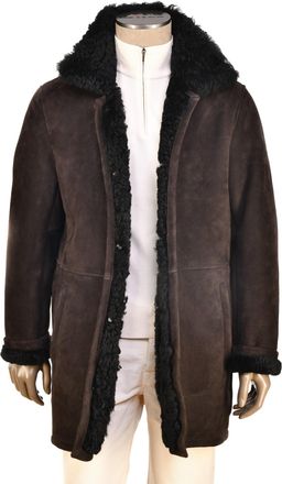 Hettabretz Isa Brown Suede Curly Shearling Overcoat