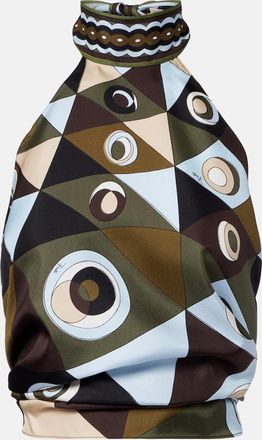 Pucci Occhi halterneck open-back silk twill top