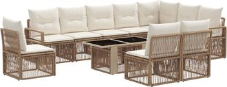 vidaXL Conjunto De Sof&aacute;s De Jard&iacute;n 11 Uds. Beige Y Blanco Crema Vidaxl