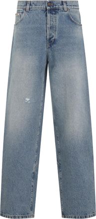Moschino Womens Wide Leg Jeans - Light Grey Cotton - Size EU 34 (Womens)