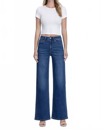 Flying Monkey Lila High Rise Soft Wide Leg Jean In Dark Wash