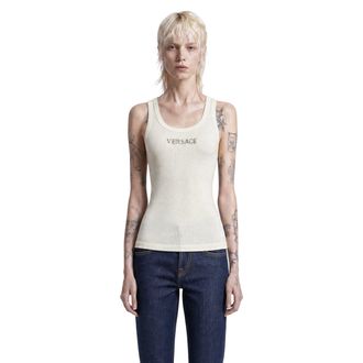 Versace Embroidered Ribbed Wool Top