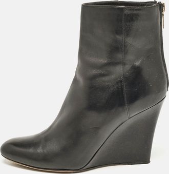 Jimmy Choo London Black Leather Wedge Ankle Boots