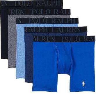 Polo Ralph Lauren 5-Pack Stretch Fit Classic Boxer Briefs Mens Underwear Polo Black/Charcoal Heather/Pale Royal Heather/Blue Saturn/Monro : SM