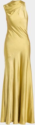Amsale Liquid Satin Draped Gown