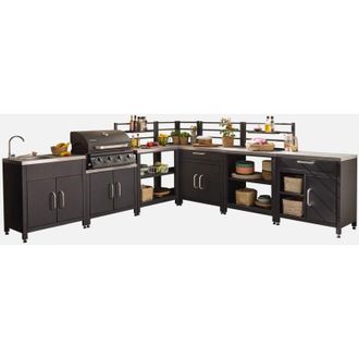 Sweeek Cucina da esterno, 6 moduli e barbecue a gas, 4 bruciatori