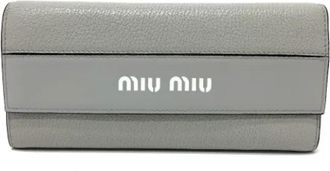 Miu Miu Tweedehands leren portemonnees - Dames - Vintage Accessoires - Grijs - ONE Size - Vintage
