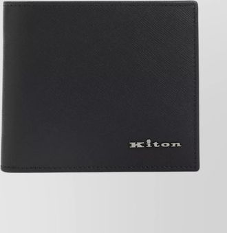 Kiton calf leather wallet metallic logo