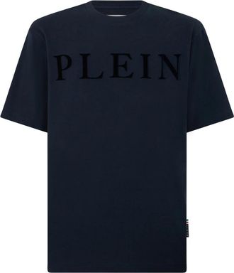 Philipp Plein T-shirt Ronde Hals Korte Mouw Logo - Heren - T-shirts - Blauw - XL - Katoen - Tops