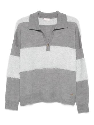 Liu Jo striped polo-neck sweater - Grey