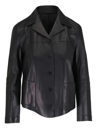 Lafayette 148 New York button-fastening leather jacket - Black