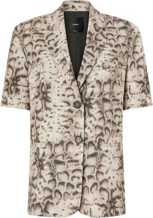 Pinko Kort Jack met Slangenprint - Dames - Overhemden - Veelkleurig - XL - Katoen - Overhemden
