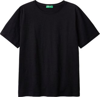 Benetton T-Shirt, Damen, Gr. XS (34), schwarz, Single Jersey, Obermaterial: 100% Baumwolle, UNITED COLORS OF BENETTON, unifarben, Basic, figurumspielend h&uuml;ftla