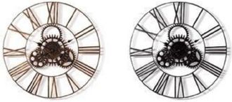 Trade Shop Trade Shop Traesio - Kaela - Orologio Parete In Ferro 80 Cm Stile Vintage Industriale Ingranaggi Casa 545694