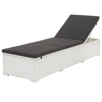 Berkfield Home Sun Lounger with Black Cushion Poly Rattan White