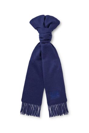 Paul Smith Logo-Embroidered Fringed Cashmere Scarf