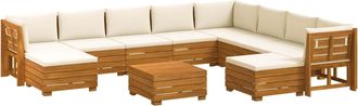 vidaXL 11 Uds. Conjunto De Sof&aacute;s De Exterior Madera De Acacia S&oacute;lida Vidaxl