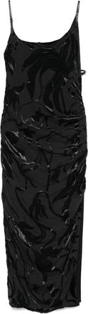 MUGLER Ruched Black Midi Dress