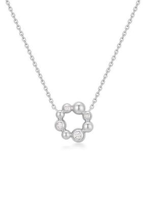 Ania Haie Cubic Zirconia Beaded Circle Pendant Necklace in Silver at Nordstrom