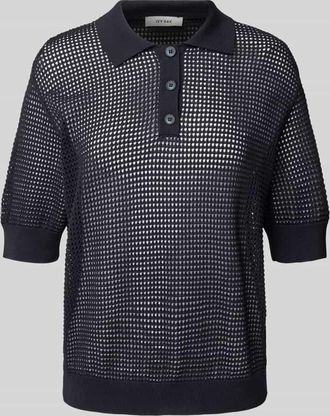 IVY OAK Poloshirt mit Lochstickerei Modell FLO in Marine, Gr&ouml;&szlig;e XL