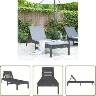 vidaXL vidaXL Lettino da piscina - Lettino Prendisole Grigio 199,5x60x74 cm Legno Massello di Pino