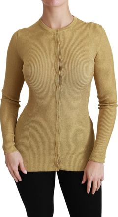 Dolce & Gabbana Vrouwen Goud Vest Lange Mouwen Viscose Trui