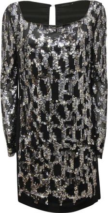 Patrizia Pepe Dames, Jurken, Zwart, Maat: XS Tweed