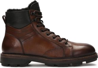 Kazar Bruine leren laarzen met ge&iuml;soleerde kraag - Heren - Veterlaarzen - Bruin - 39 EU - Leer - Schoenen