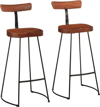 vidaXL Taburetes de barra 2 uds 49x43x103 cm madera maciza de mango Vidaxl