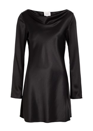 Reformation Pike Draped Satin Mini Dress - Black - S (UK8-10 / S)
