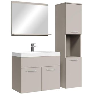 Badplaats Badplaats - Set di mobili da bagno Montreal 60cm - Cashmere - specchio e mobiletto laterale