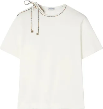 Burberry Frankie Bow Katoenen T-shirt - Dames - T-shirts - Wit - L - Katoen - Tops