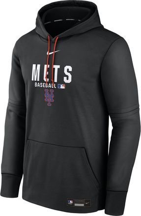 Nike Mens New York Mets Authentic Collection Nike Therma MLB Pullover Hoodie in Black | NAC3088NNME-RMG