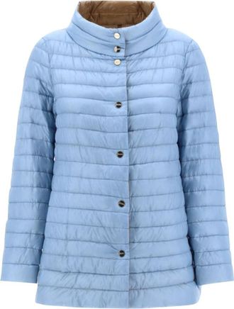 Herno Omkeerbare A-lijn in Ultralight nylon - Dames - Gewatteerde jassen - Blauw - M - Nylon - Jassen